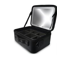 Estuche De Maquillaje Con Espejo Y Luz Led Negro