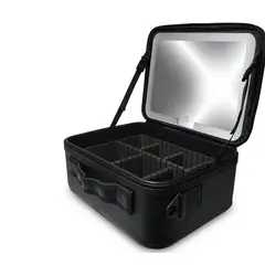 GENERICO - Estuche De Maquillaje Con Espejo Y Luz Led Negro