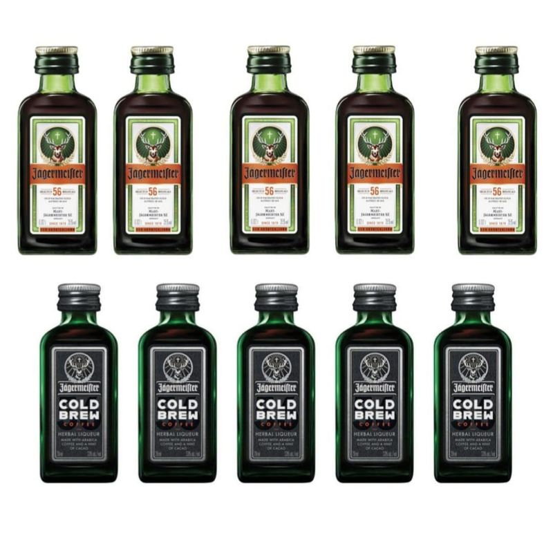 JAGERMEISTER - Pack 10 Miniaturas Jagermeister 5 Normal y 5 ColdBrew
