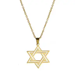 TODOJOYAS - Colgante Collar Estrella David Biselada Acero Dorado