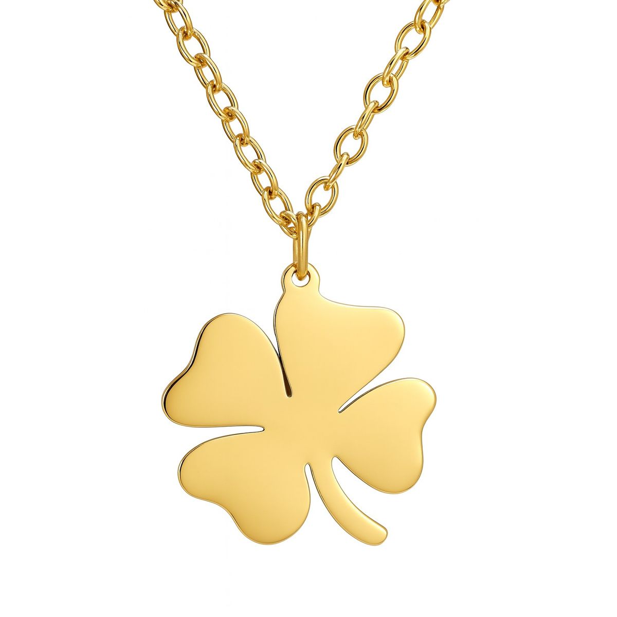 TODOJOYAS - Colgante Collar trébol 4 Hojas 1111 Acero Dorado