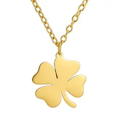 TODOJOYAS - Colgante Collar trébol 4 Hojas 1111 Acero Dorado