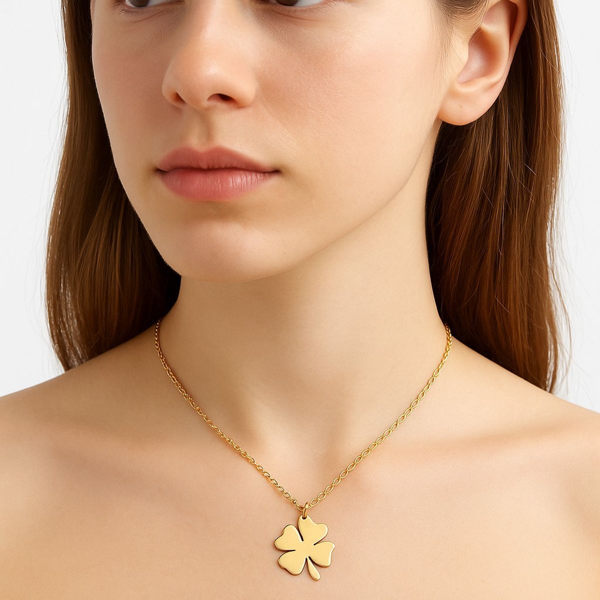 TODOJOYAS - Colgante Collar trébol 4 Hojas 1111 Acero Dorado