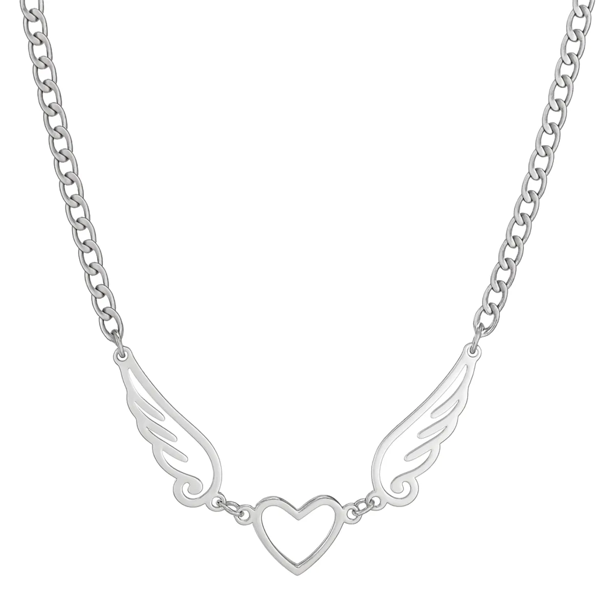 TODOJOYAS - Collar Alas de Ángel corazón Acero Plateado