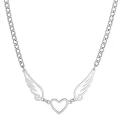 TODOJOYAS - Collar Alas de Ángel corazón Acero Plateado