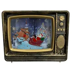MOVI - Adorno Navideño TV Retro con Santa y Nieve