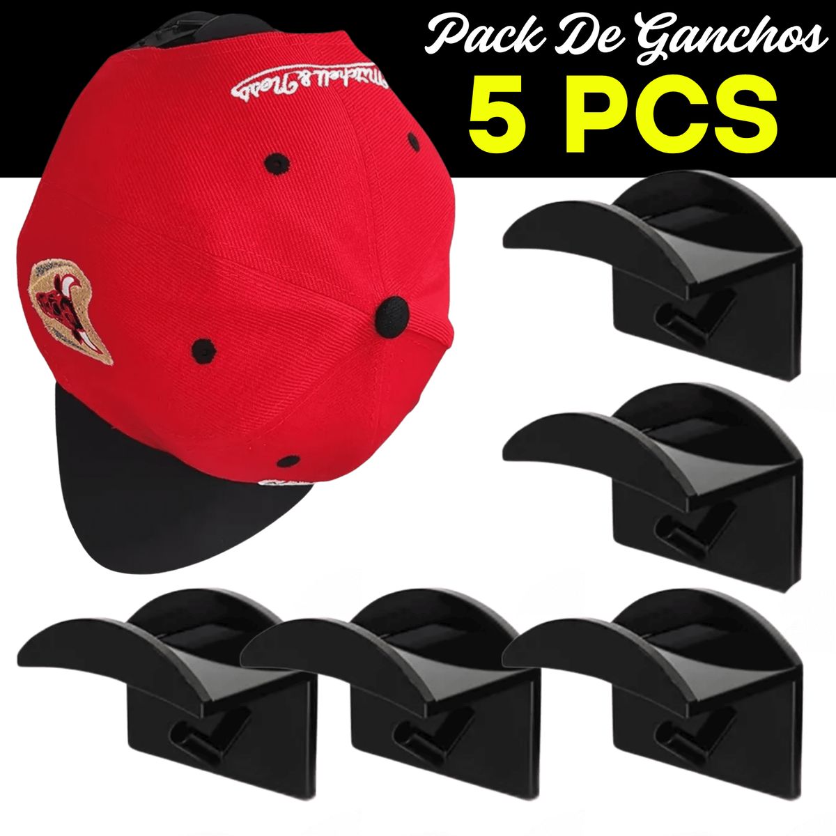GENERICO - Colgador De Pared Para Gorras Y Sombreros – Set De 5 Organizadores