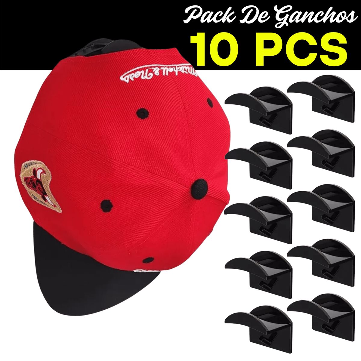 GENERICO - Colgador De Pared Para Gorras Y Sombreros – Set De 10 Organizadores