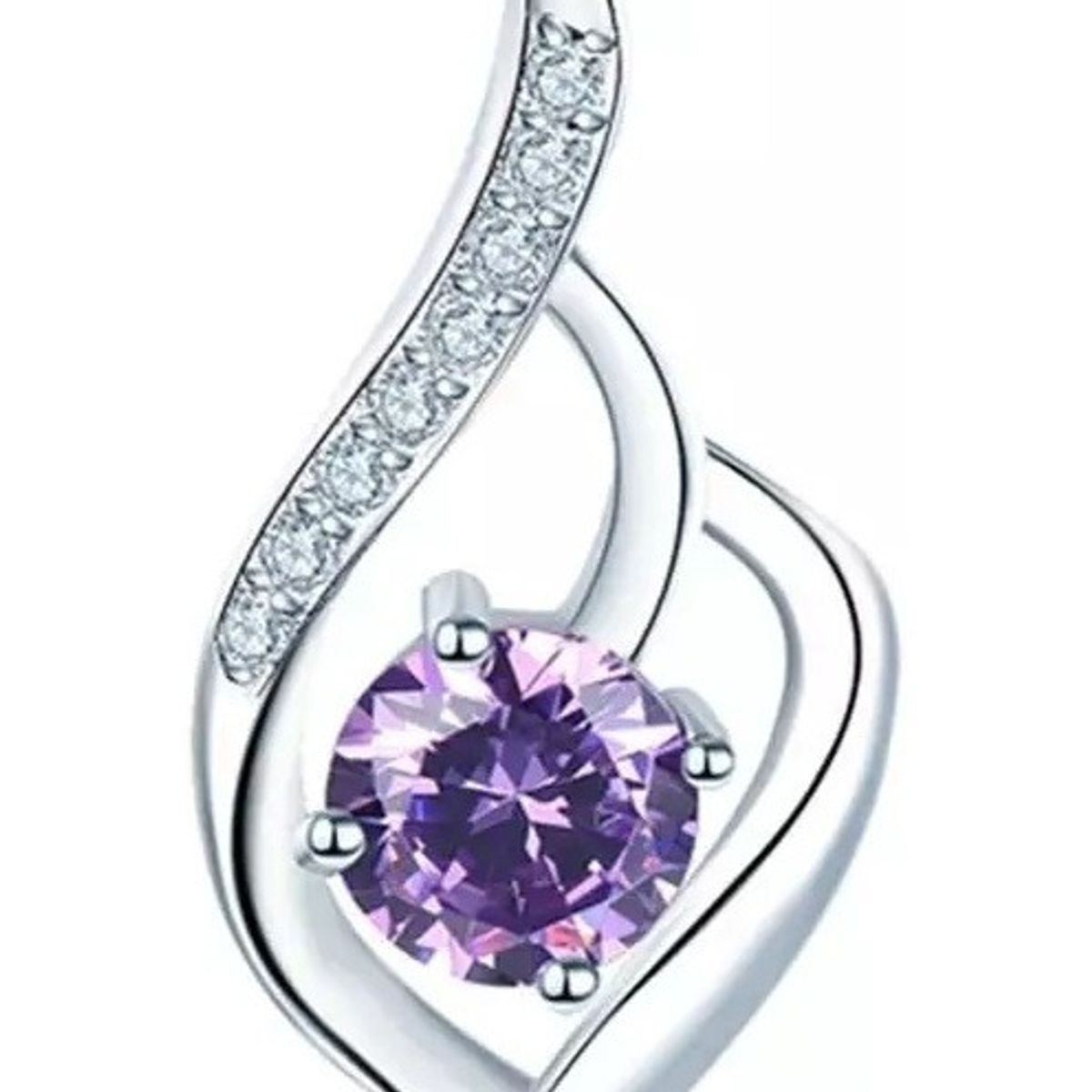 VOUSEZ - Collar plata 925 gota de agua amatista joya mujer elegante