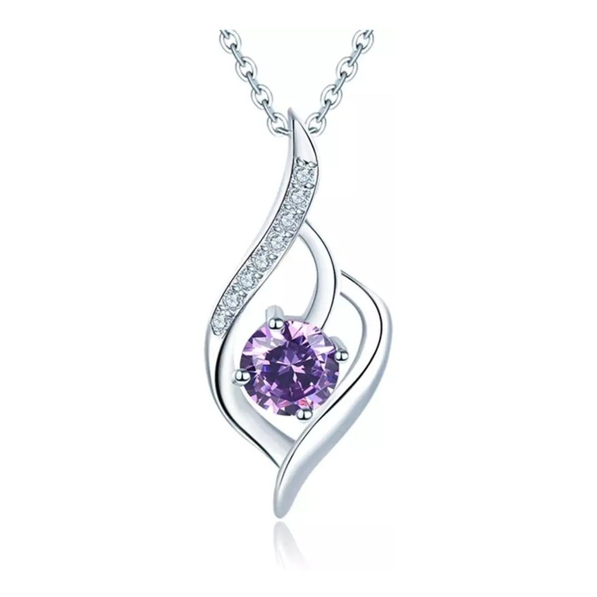 VOUSEZ - Collar plata 925 gota de agua amatista joya mujer elegante