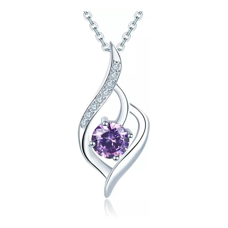 VOUSEZ - Collar plata 925 gota de agua amatista joya mujer elegante