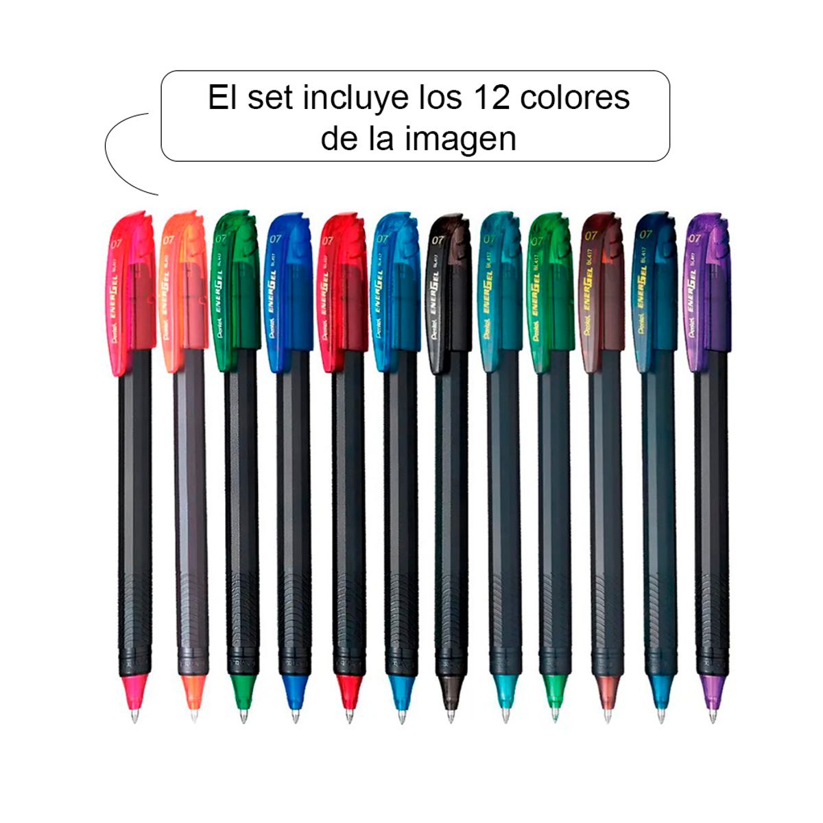 PENTEL - Set 12 Lápiz Gel Makkuro 07mm Pentel