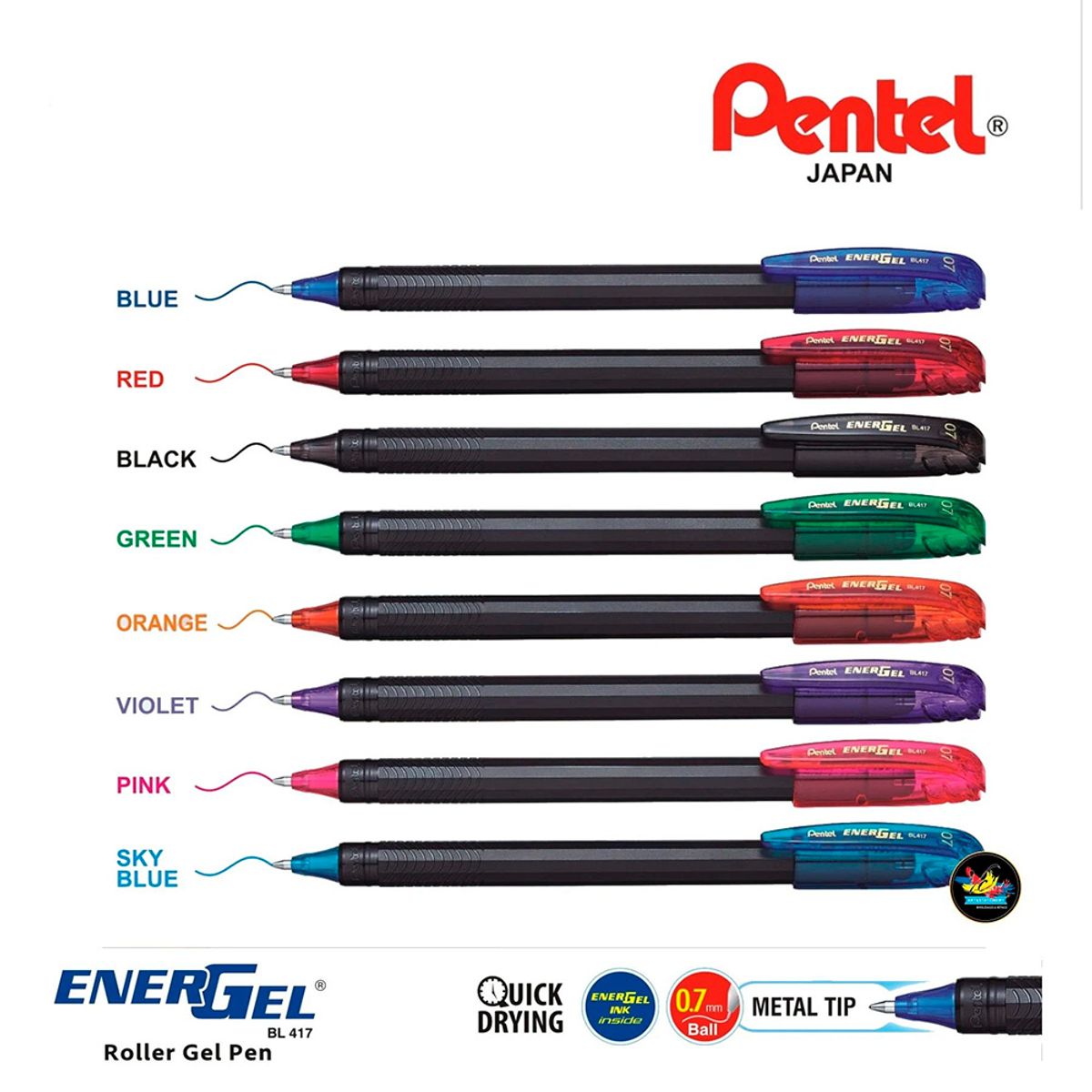 PENTEL - Lápiz Gel Makkuro 07mm Celeste Pentel