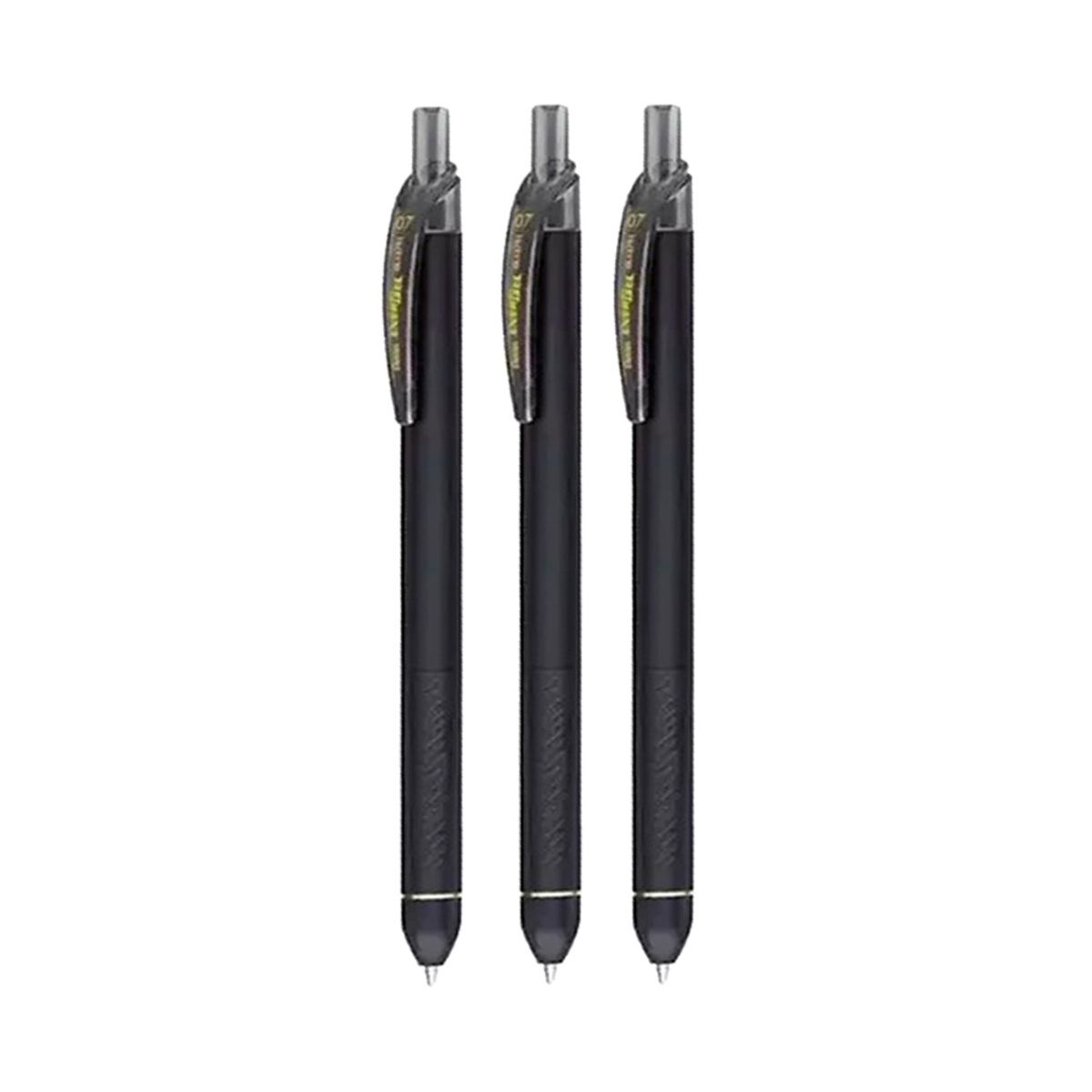 PENTEL - Set 3 Lápiz Gel Retráctil Kuro 07mm Negro Pentel