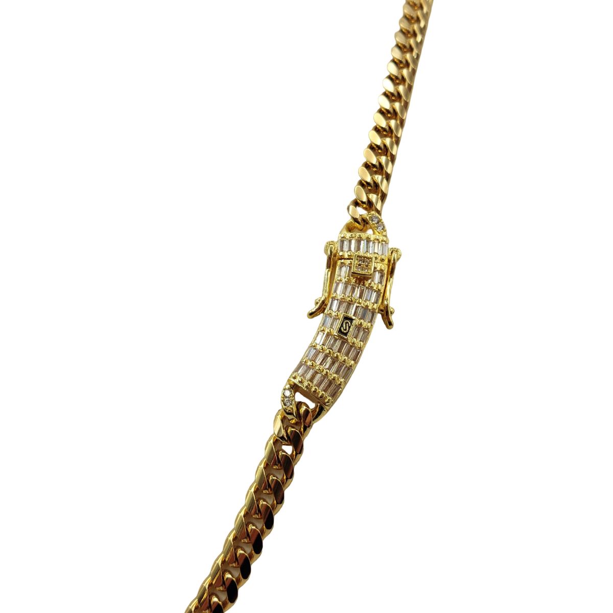 GENERICO - Cadena Monaco Baguette de Tejido Cubana en Oro Laminado 18k