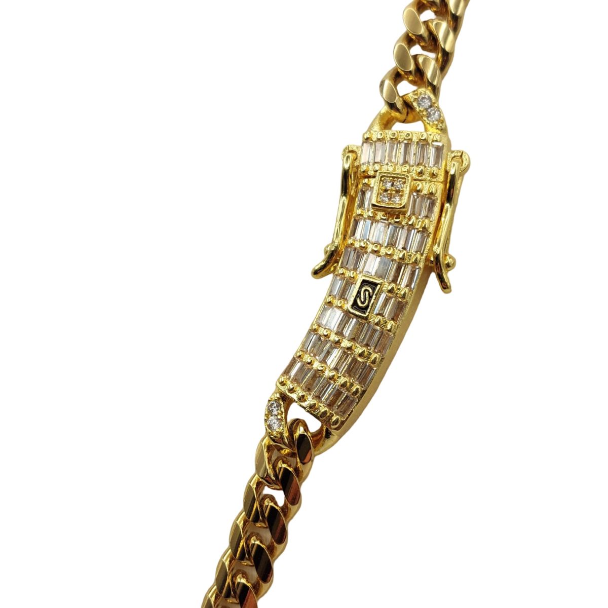 GENERICO - Cadena Monaco Baguette de Tejido Cubana en Oro Laminado 18k