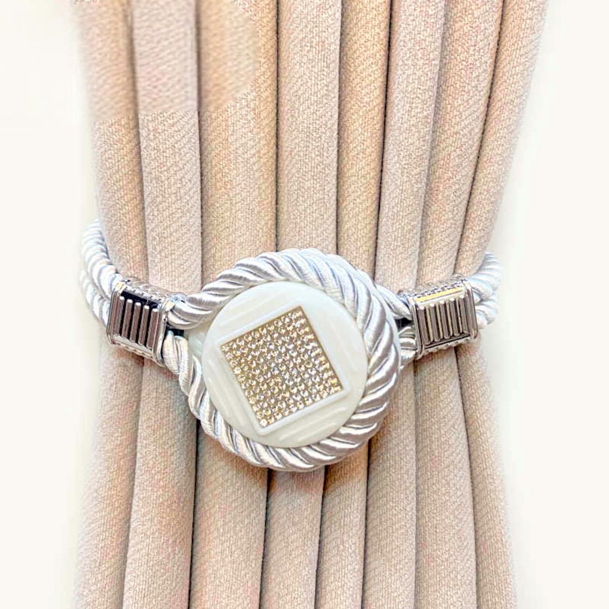 GENERICO - Pack De 02 Sujetadores Magnéticos Para Cortinas Joyas Crema