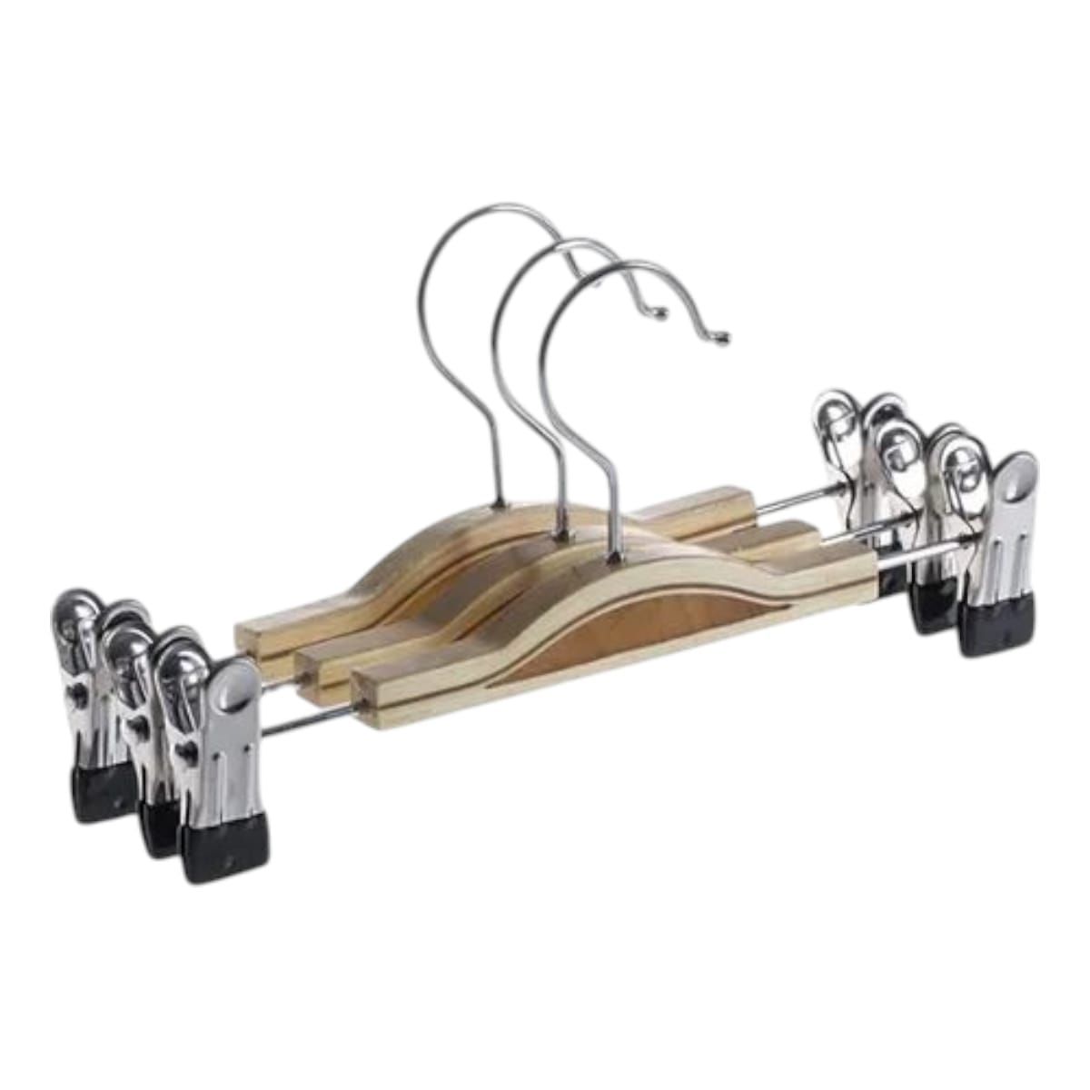 GENERICO - Pack 10 Colgadores de Madera con Pinzasde Metal Gms