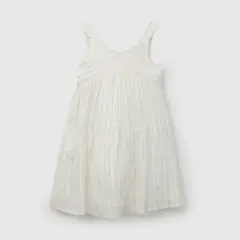 COLLOKY - Vestido Blanco Textura Brillos de Niña talla 3 a 12 Años