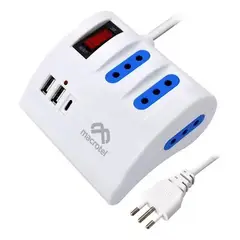 MACROTEL - Me-2603b Alargador Múltiple Escritorio + 2usb + 1usb-c 3mtr