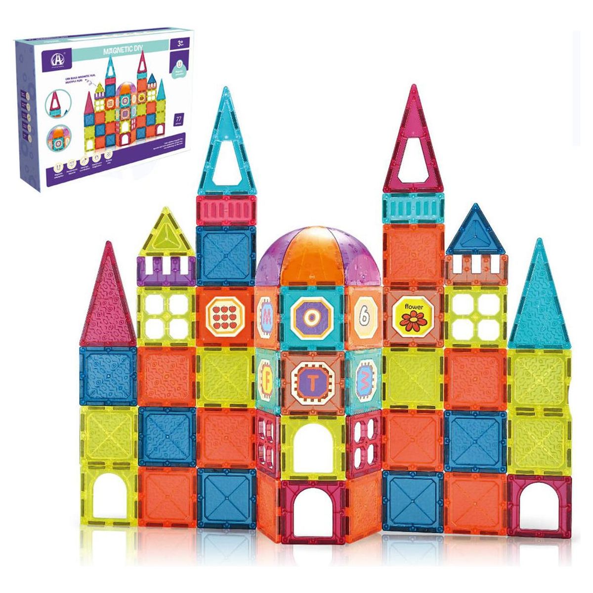 JAGIMA - Juego De Bloques Magnéticos 77 Piezas Pista Con Pelotas