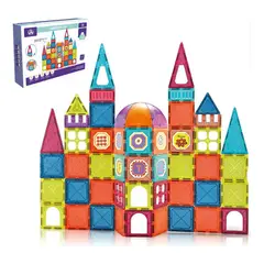 JAGIMA - Juego De Bloques Magnéticos 77 Piezas Pista Con Pelotas