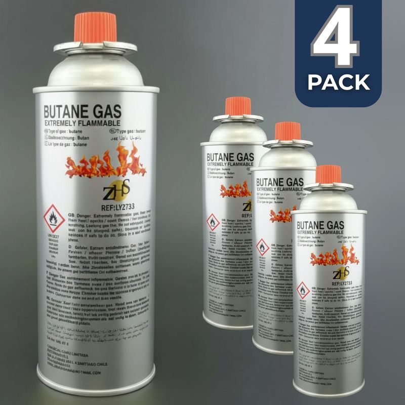 LINE - Pack 4 Cartuchos Gas Butano Cocinilla Recarga 220g Desechable
