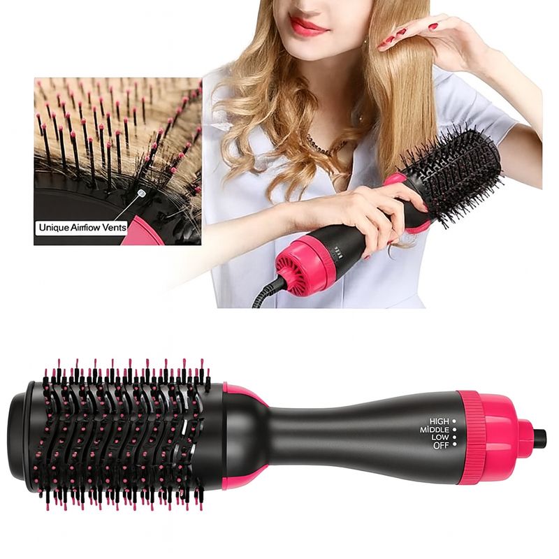 MOVI - Cepillo Alisador Eléctrico Secador Anti Frizz 3 en 1