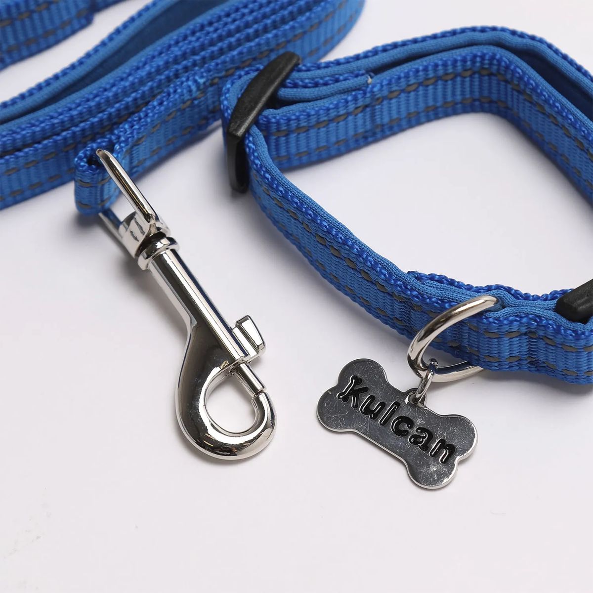 KULCAN - Collar Con Correa para Mascotas Azul