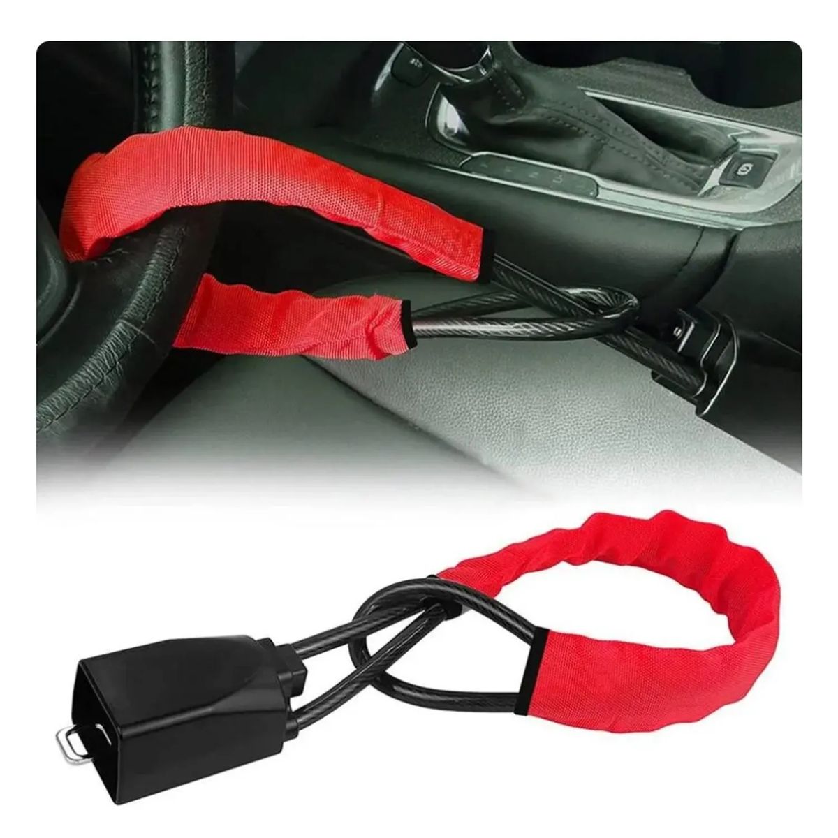 MOVI - TRABA VOLANTES ANTIROBO ACOPLE AL CINTURON DE SEGURIDAD