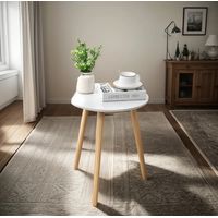 Mesa Auxiliar Redonda Blanca 50 cm Diámetro Estilo Nórdico