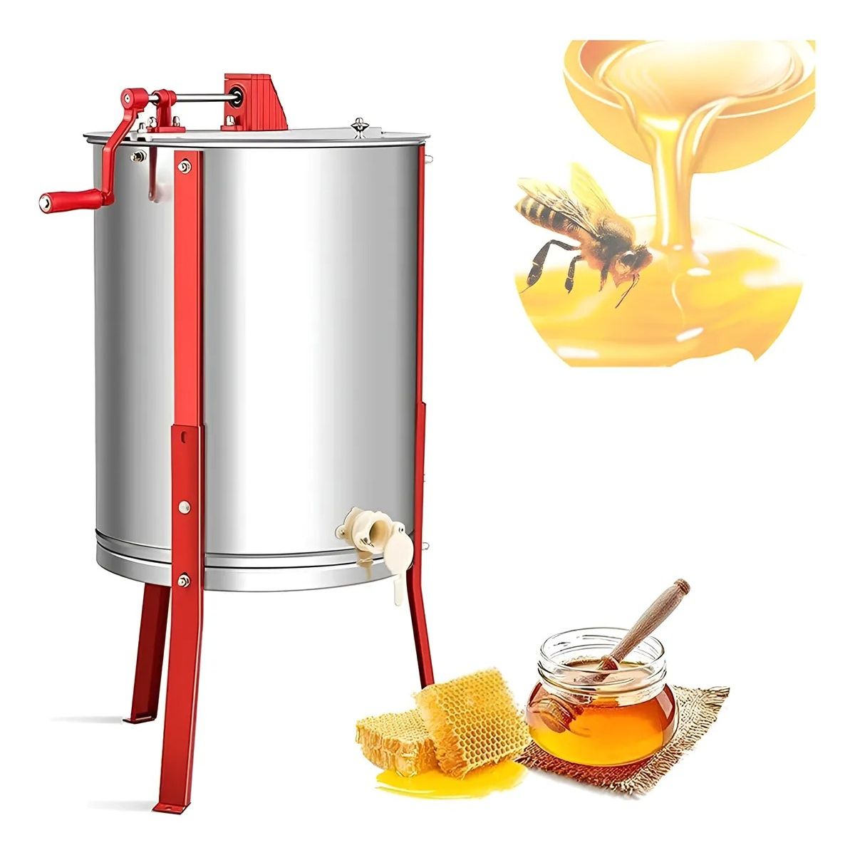 GENERICO - 4 Marcos Extractor De Centrifuga Miel Manual Acero Inoxidable