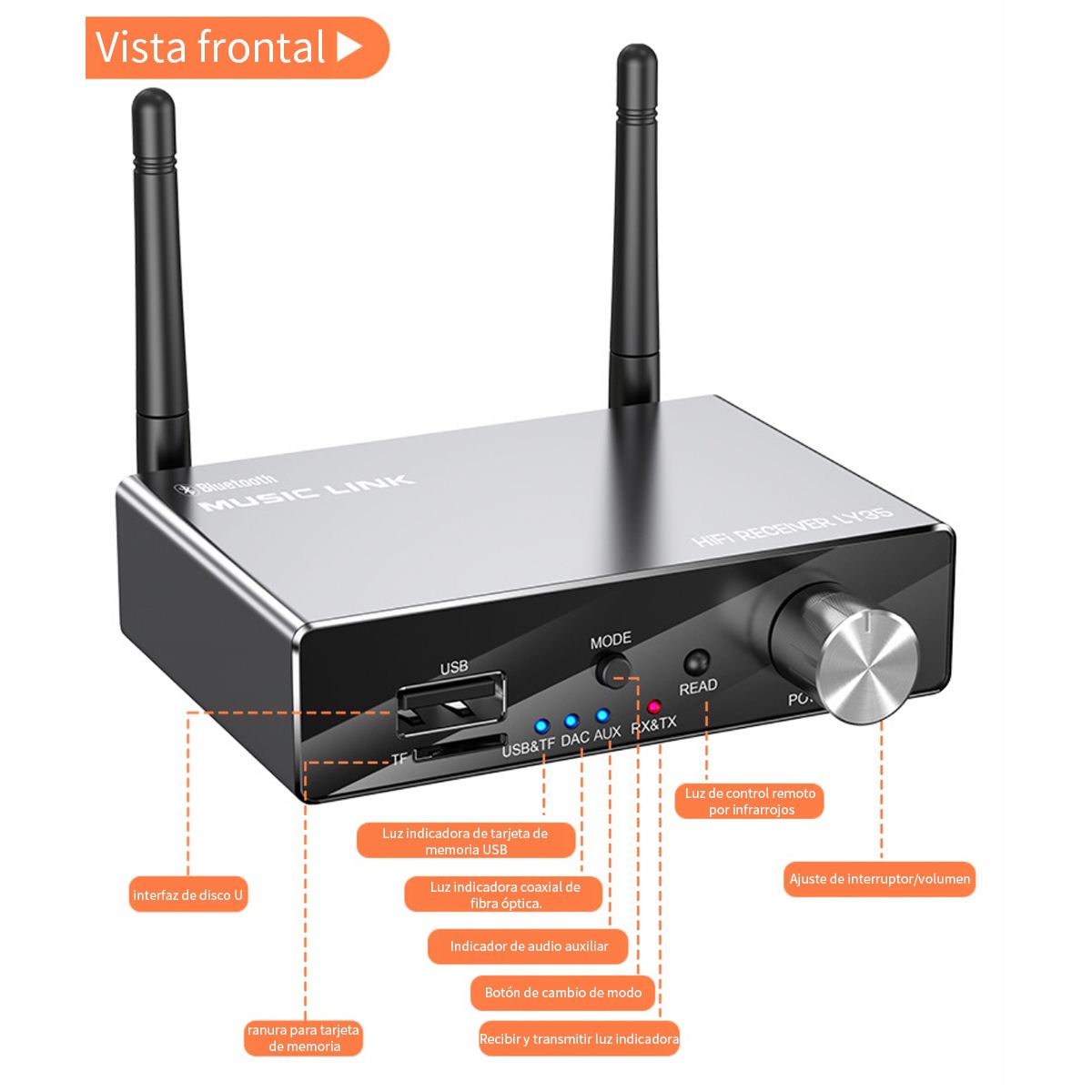 ATURE - 5.4 Receptor Y Transmisor Bluetooth-compatible 6 En 1+3 En 1