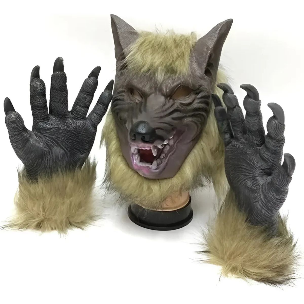 KUANGYE - Máscara De Cabeza De Lobo De Halloween Y Guantes De Disfraz