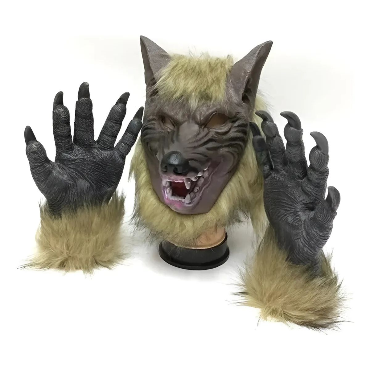 KUANGYE - Máscara De Cabeza De Lobo De Halloween Y Guantes De Disfraz