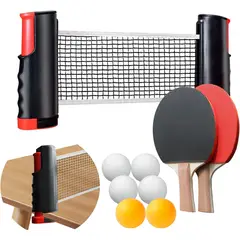 KUANGYE - Set Portátil Ping Pong Tenis Mesa 2 Paleta+6 Pelotas+malla