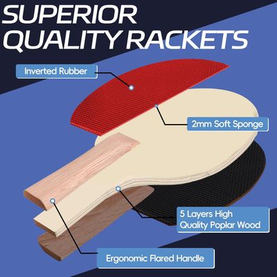 Imagen 2 del producto Set Portátil Ping Pong Tenis Mesa 2 Paleta+6 Pelotas+malla