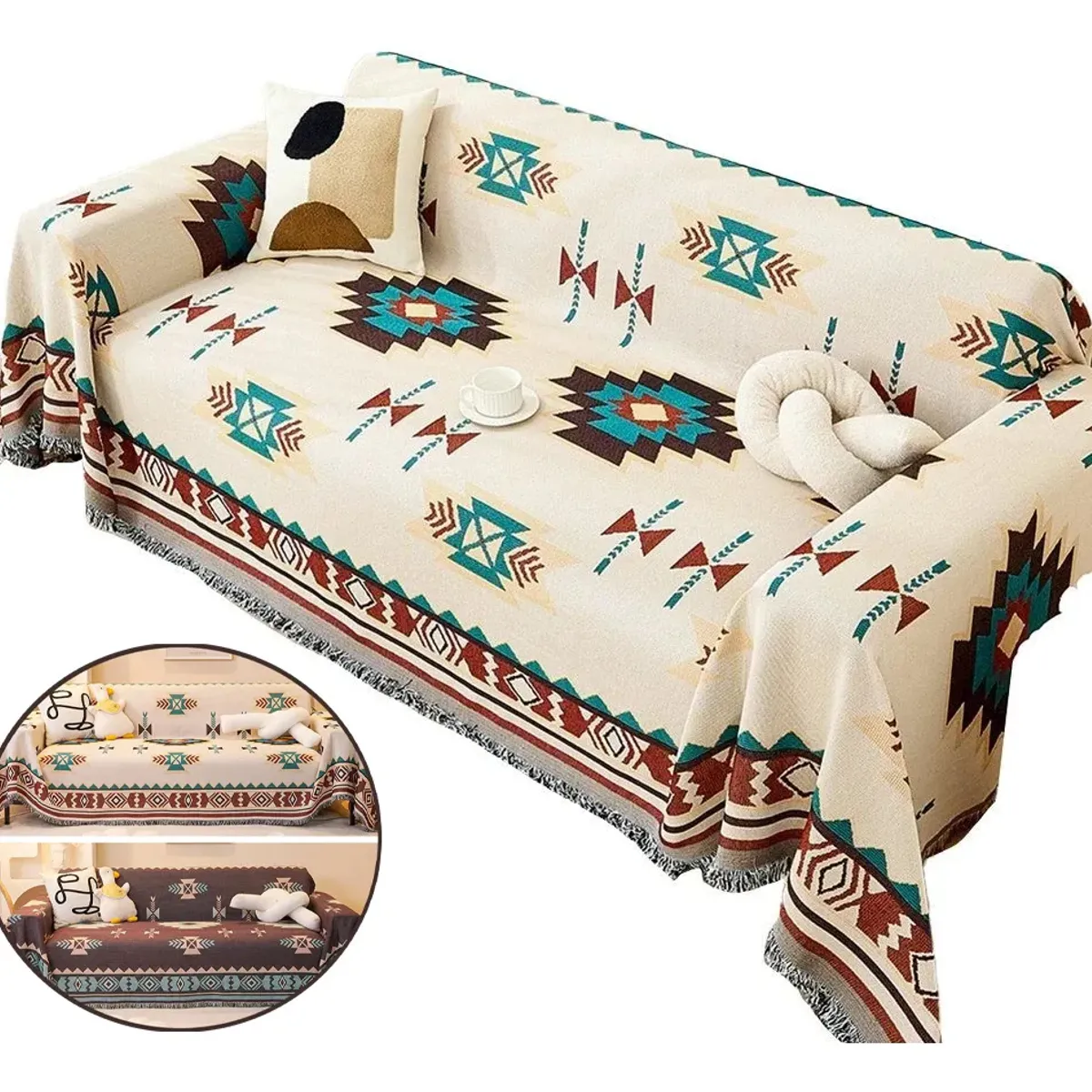 KUANGYE - Manta Decorativa Para Sillon Sofa O Pie De Cama Reversible