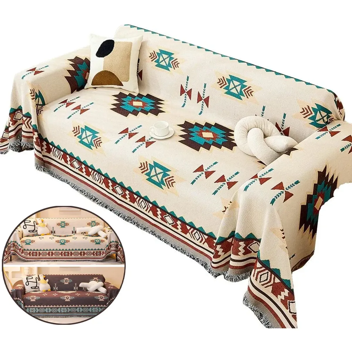 KUANGYE - Manta Decorativa Para Sillon Sofa O Pie De Cama Reversible