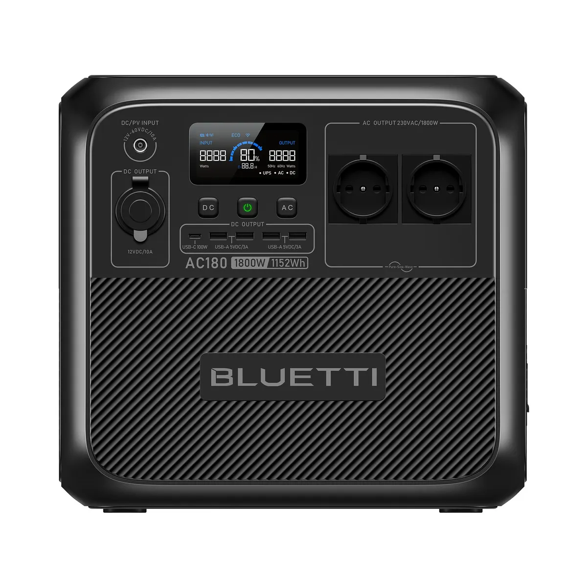 BLUETTI - BLUETTI AC180 Generador Solar Portátil 1800W 1152Wh Estación Energía para Viajes Acampar Pesca Cortes de Energia