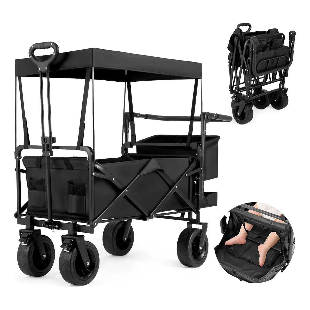 KUANGYE - Carrito De Mandado Plegable Camping Con Toldo Desmontable