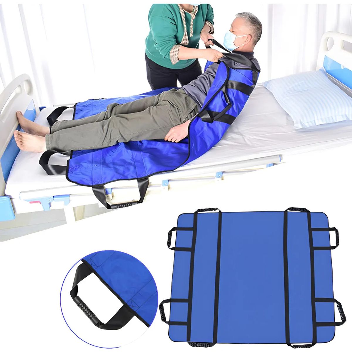 KUANGYE - Sábana Deslizante Para Personas Mayores Postrada En Azul 120cmx100cm