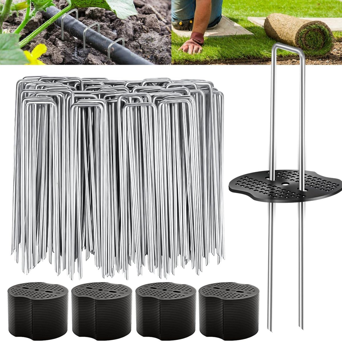 KUANGYE - Set 100 Estacas Jardín Para Pasto Sintético