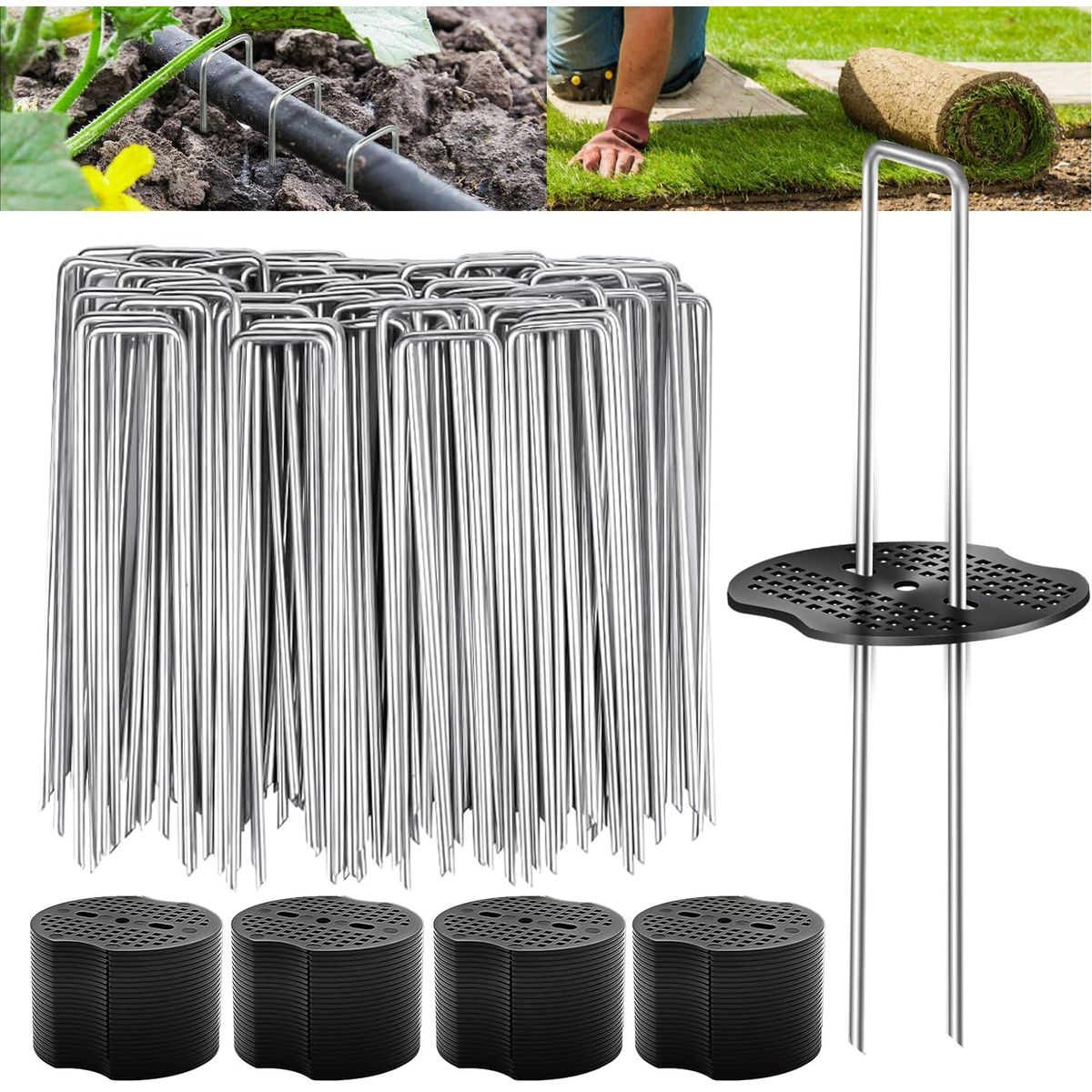 KUANGYE - Set 100 Estacas Jardín Para Pasto Sintético