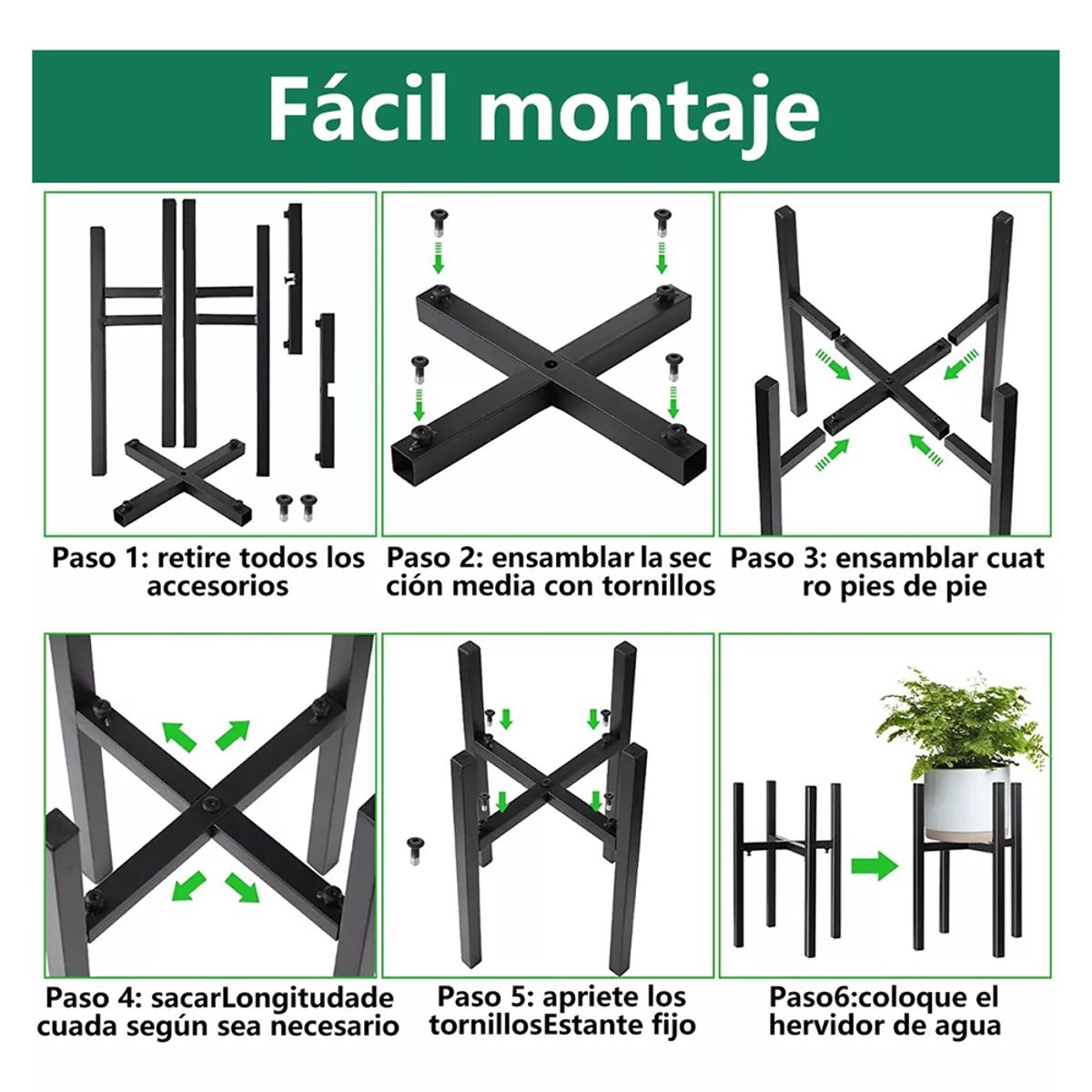 KINDA NICE - Set Organizador Pedestal Porta Macetero Desmontable Metal