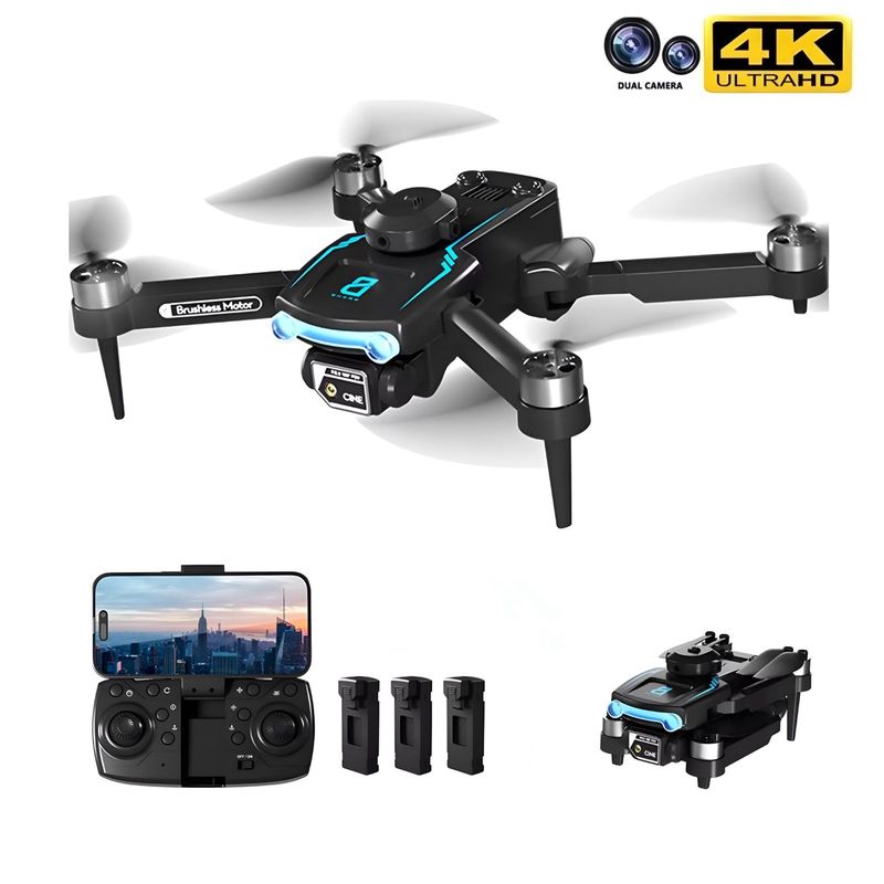 ACTUAL - Dron 4K FPV Motores sin Escobillas Cámara Dual 3 Baterías