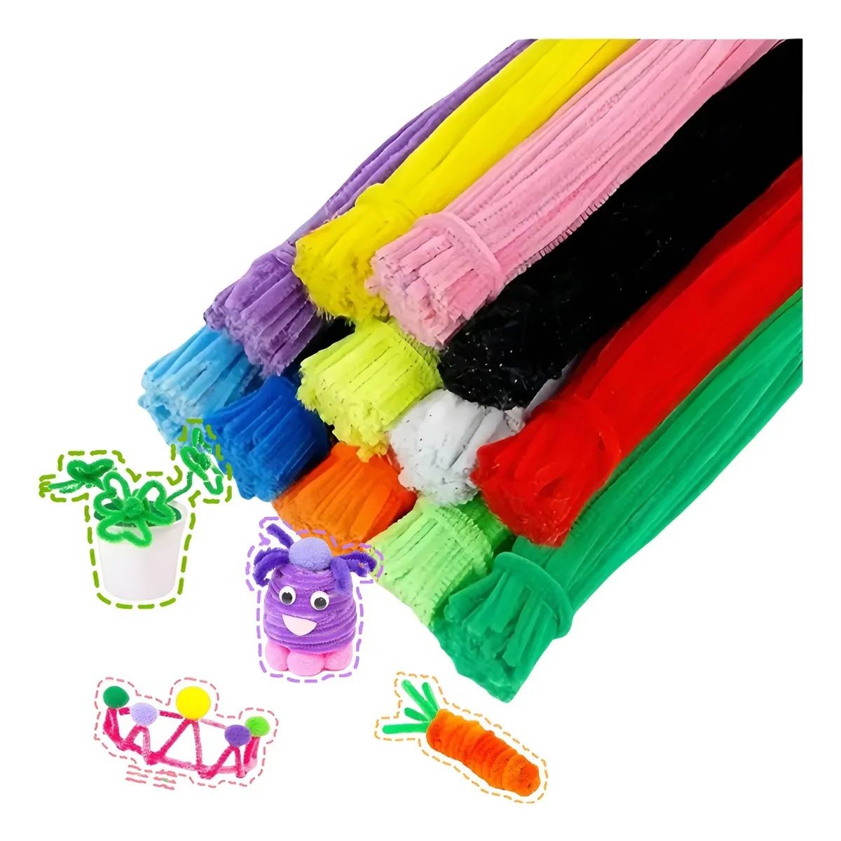 KUANGYE - Glitter Limpia Pipas De Colores Fieltro Limpia 1200 Piezas