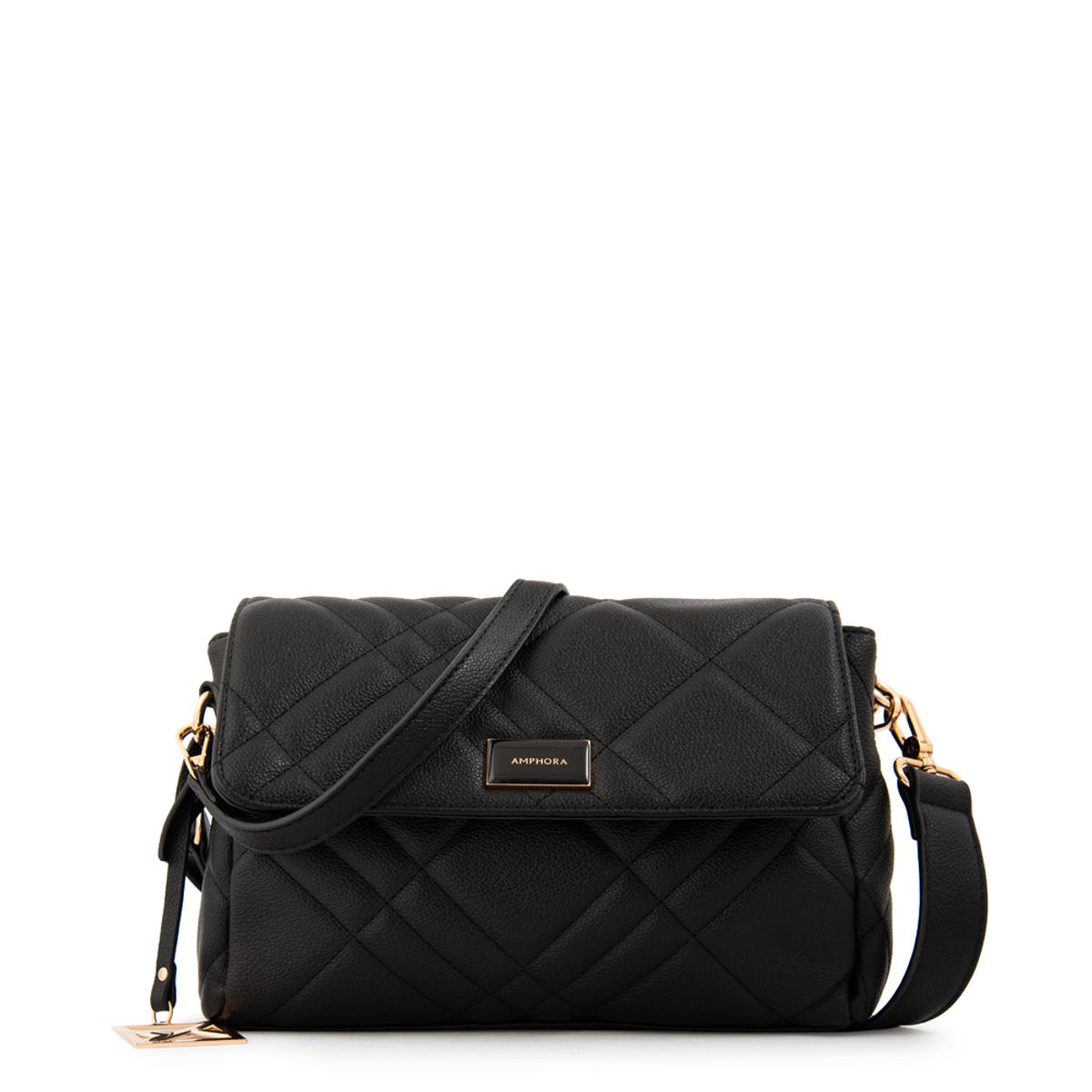 AMPHORA - Cartera bandolera con tapa anisa pequeña negro