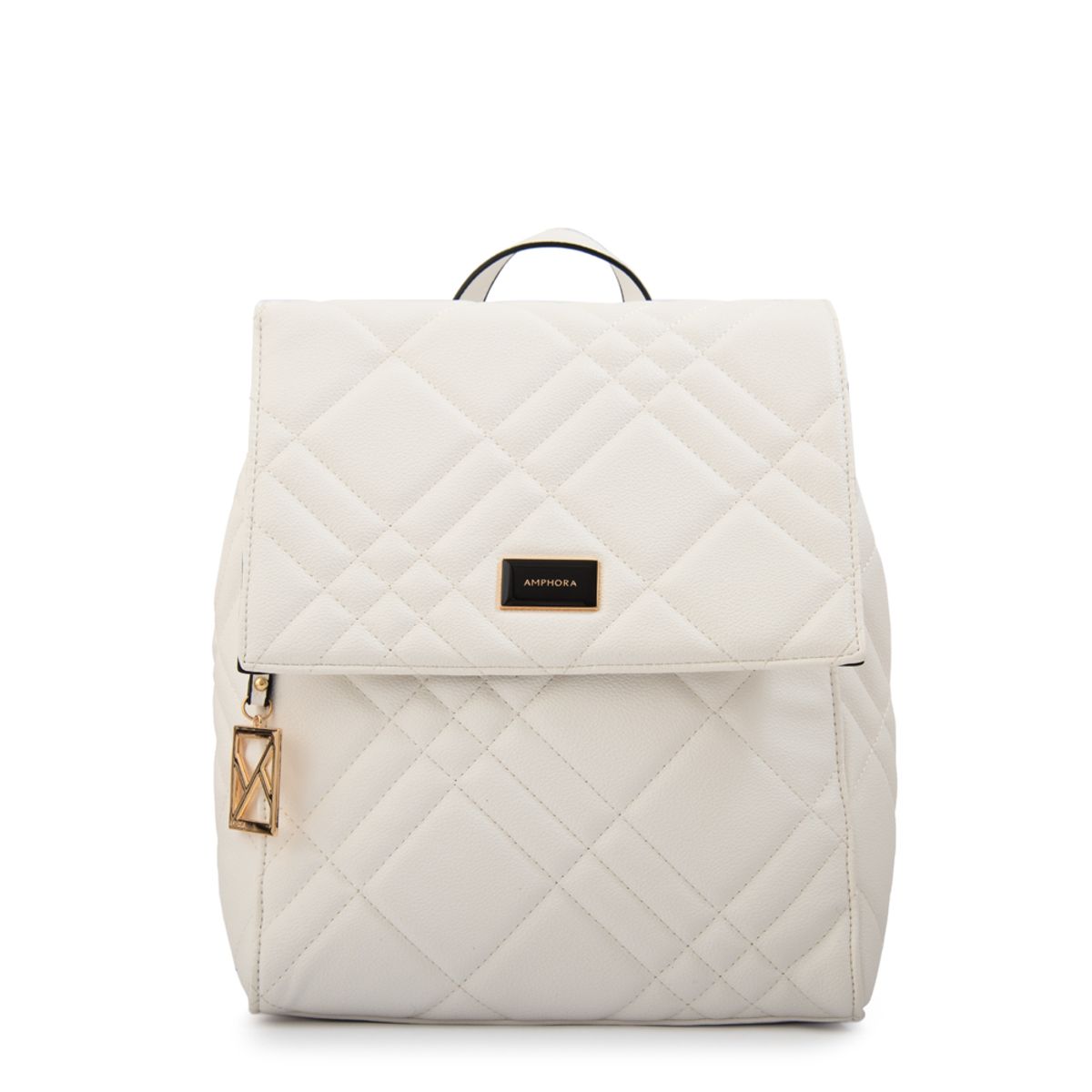 AMPHORA - Mochila con tapa anisa mediana blanco