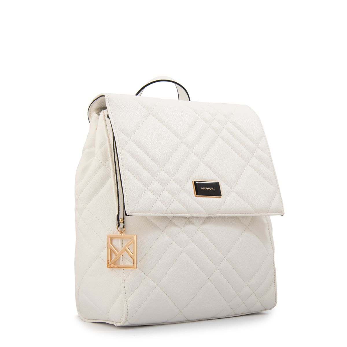 AMPHORA - Mochila con tapa anisa mediana blanco